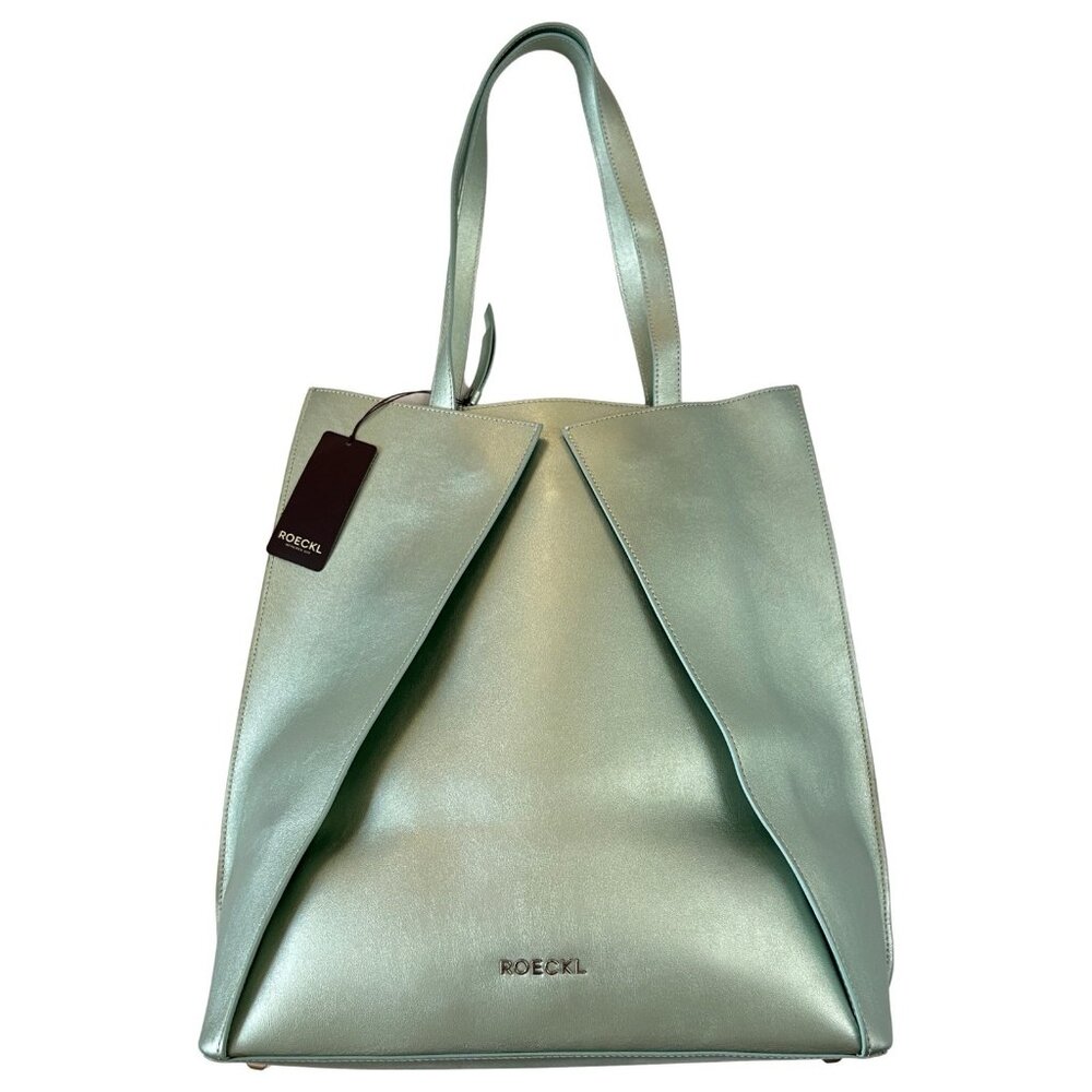 BNWT Roeckl Teal Origami Leather Shoulder Large Bag